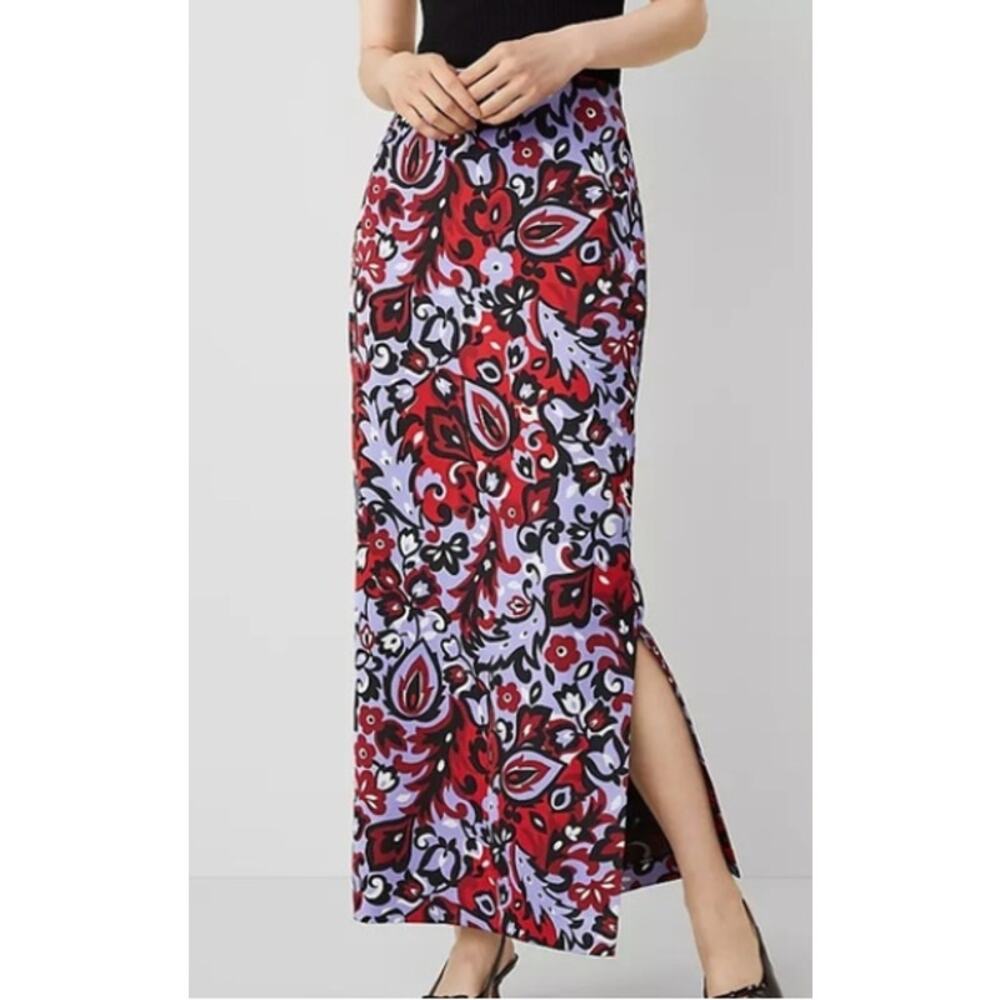 NWT Ann Taylor Paisley Pattern Side Slit Maxi Skirt Size 10